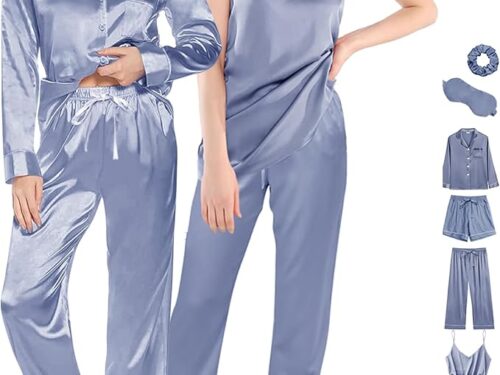 6-Piece Women's Silk Satin Pajama Set